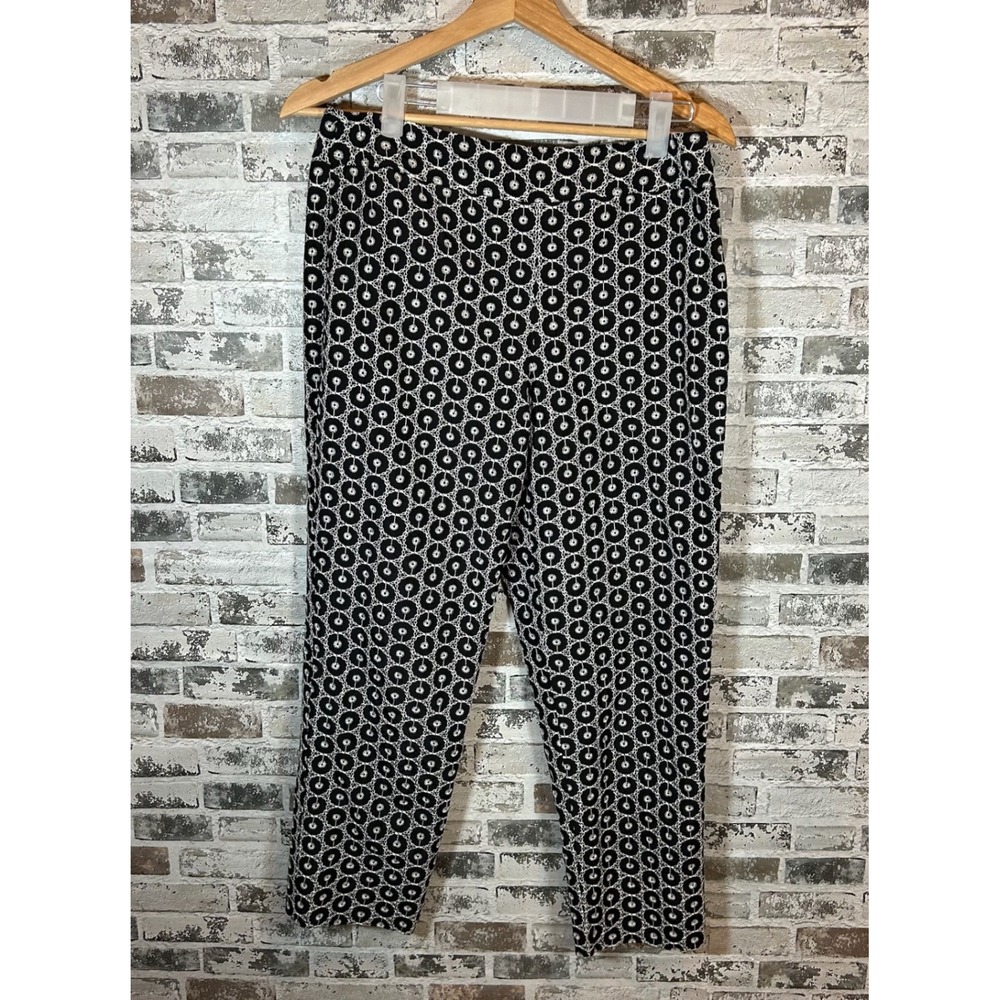 Talbots Petites Black White Silk Cotton Eyelet Embroidered Crop Pants 8P NWT
